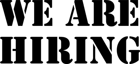 We are hiring text in black on transparent background