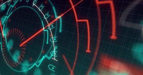 Futuristic digital interface with grid background