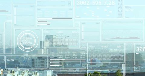 Digital Interface and Data Processing Over Modern City - Download Free Stock Images Pikwizard.com