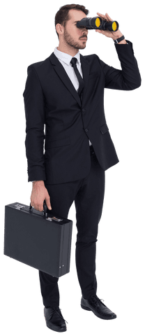 transparent businessman suit holding briefcase looking through binoculars - Download Free Stock Videos Pikwizard.com