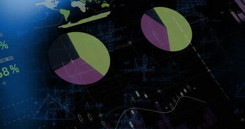 Digital Data Interface with Graphs and World Map