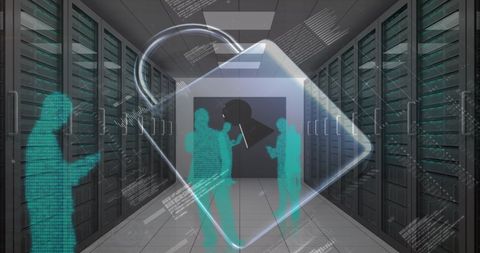 Cybersecurity Concept with Digital Data and Server Room - Download Free Stock Images Pikwizard.com