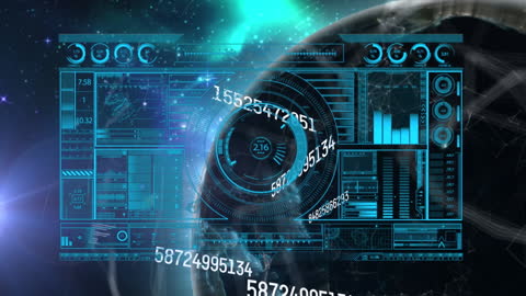 Futuristic Graphic Interface with Data Over Planet