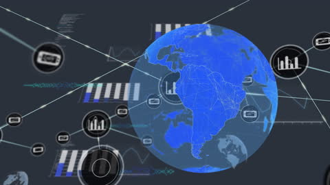 Global Data Network with Digital Globe Animation