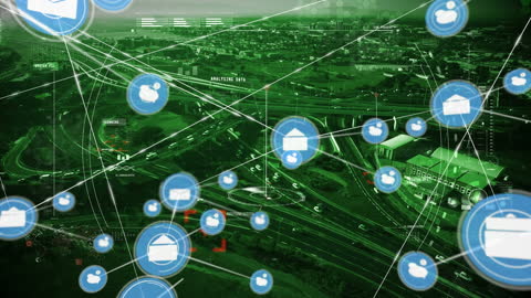 Digital Network Interface Over Urban Cityscape