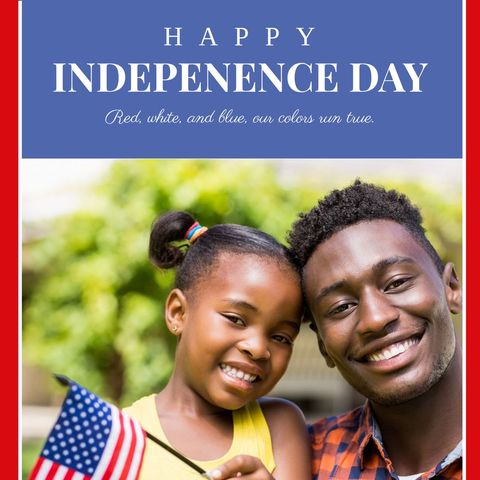 Celebrating independence day with joyful family and american flag