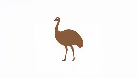 Minimalist brown flightless emu bird silhouette design