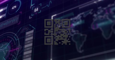 Futuristic QR Code on Digital Analytics Interface - Download Free Stock Images Pikwizard.com