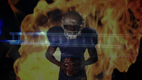 American Football Player with DNA Strand Animation Effects