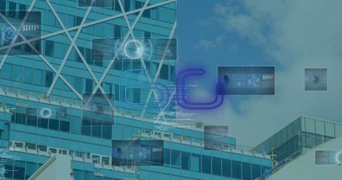 Futuristic 6G Digital Interface on Modern Building