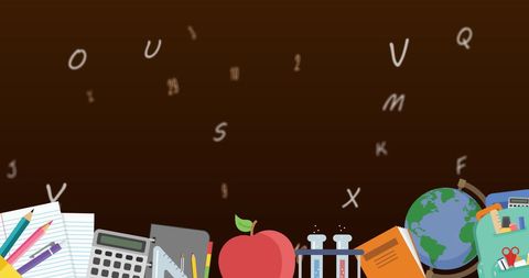 Colorful School Supplies with Floating Letters and Numbers - Download Free Stock Images Pikwizard.com