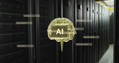Artificial Intelligence Brain Floating in Data Center - Download Free Stock Images Pikwizard.com