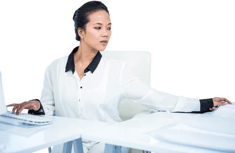 transparent asian businesswoman working in modern office - Download Free Stock Videos Pikwizard.com