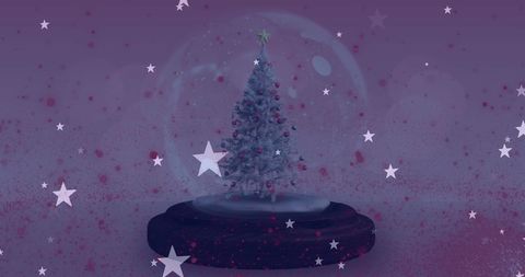 Christmas Snow Globe with Falling Stars in Winter Atmosphere