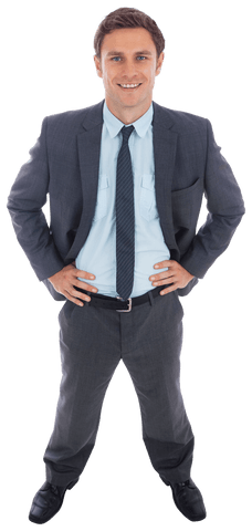 Transparent Cheerful Businessman Standing Confidently