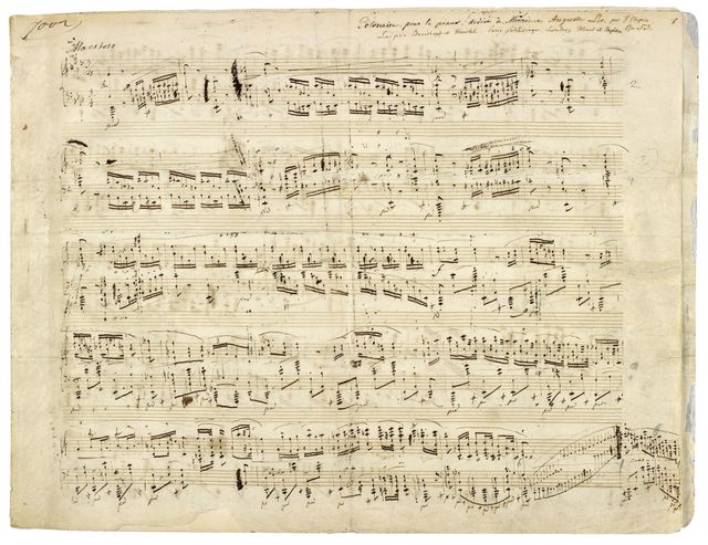 Manuscript shows handwritten classical music notes on aged paper, offering a glimpse into historical musical compositions. It can be used for educational purposes, historical studies, or artistic illustrations of classical music history and the process of music composition.
