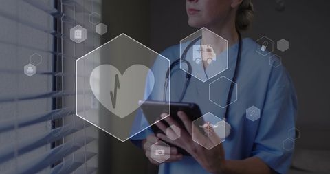 Healthcare Professional Using Digital Tablet with Medical Icons - Download Free Stock Images Pikwizard.com