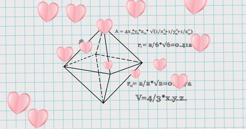 Falling Hearts Overlay on Math Equations in Notebook - Download Free Stock Images Pikwizard.com
