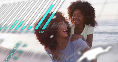 Digital Graphics Overlaying African American Mother-Daughter at Beach - Download Free Stock Images Pikwizard.com