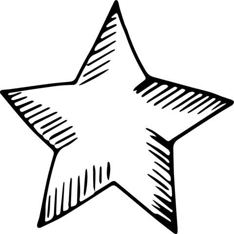 Hand-Drawn Rough Star Doodle on Transparent Background