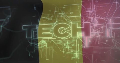 Futuristic TECH Graphic with Neon Circuitry Overlay