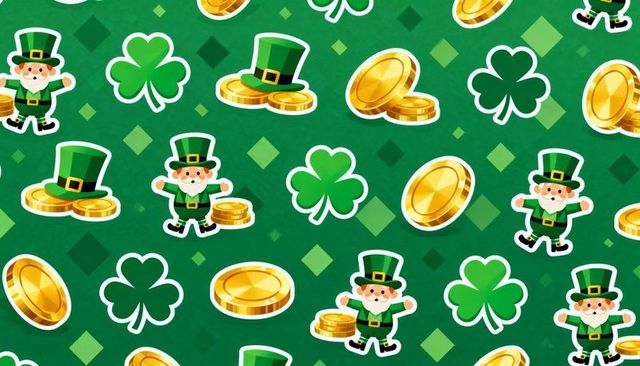 St patrick seamless pattern featuring leprechauns celebrating with gold coins shamrocks
