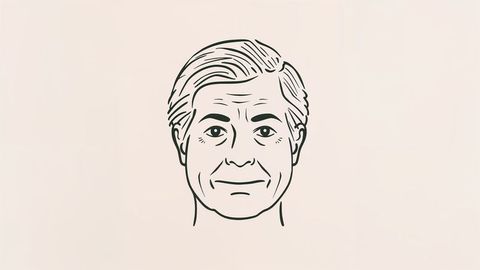 Senior Gentleman Line Art Portrait with Combed-Back Hair