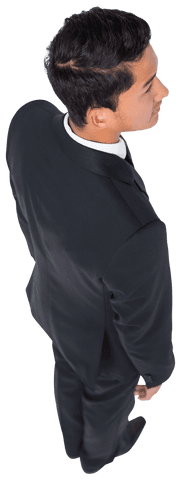 Businessman in Suit Looking Away on Transparent Background PNG