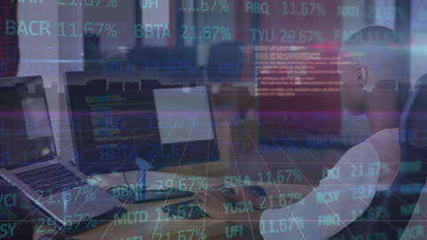 Diverse Businesswoman Analyzing Global Data on Computer Screens