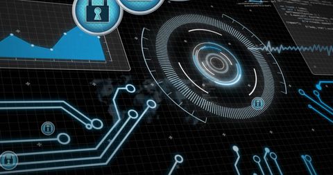 Futuristic Digital Technology Interface with Virtual Icons - Download Free Stock Images Pikwizard.com
