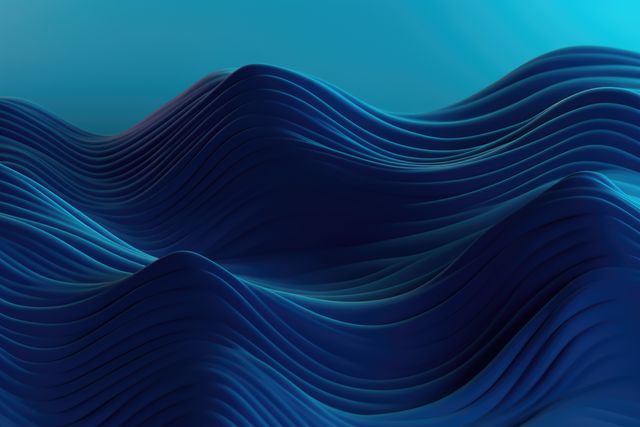Abstract blue waves creating a dynamic and fluid design with a soft gradient background. The image has a modern and vibrant aesthetic. Ideal for use in digital art projects, backgrounds for presentations, web design, graphic elements, or creative branding campaigns.