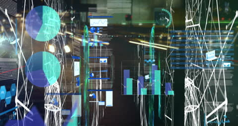 Abstract Digital Data Streams in Modern Server Room