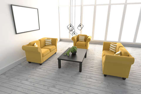 modern transparent living room with yellow sofas decor - Download Free Stock Videos Pikwizard.com