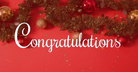 Festive seasonal congratulations scene with red and gold theme