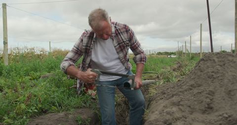 Senior Gardener Tending to Garden with Dedication
