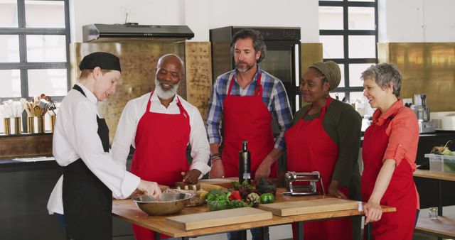 Diverse Group Enjoying Cooking Class in Modern Kitchen - Download Free Stock Images Pikwizard.com