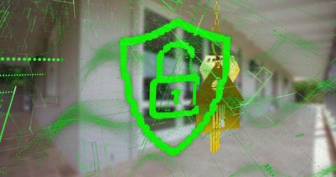 Cybersecurity Concept Locked Network Protecting Digital Home