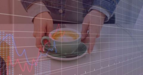 Coffee and Donut with Graph Overlay Illustrating Analytics