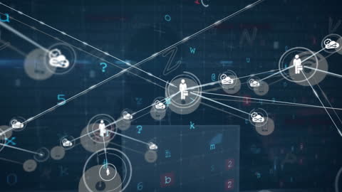 Digital Network of Cyber Security Icons with Hacker Using Laptop