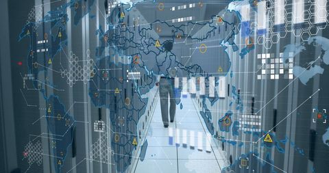 Engineer Overseeing Global Data Processing in Server Room - Download Free Stock Images Pikwizard.com
