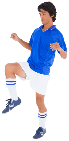 Football Player Preparing for Ball in Dynamic Pose on Transparent Background