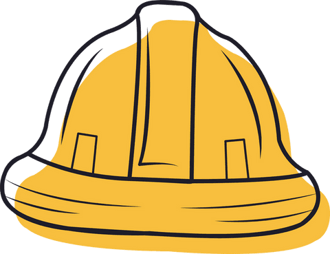 Minimalistic yellow hard hat illustration on transparent background