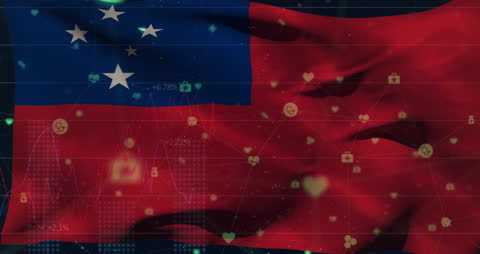Samoa National Flag with Data Processing Elements