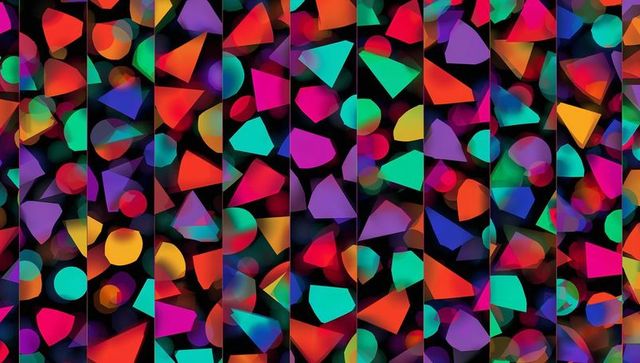 Vibrant Geometric Shapes with Gradient Effects on Black