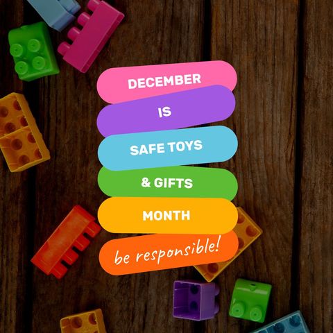 december safe toys and gifts month awareness message on wooden background - Download Free Stock Templates Pikwizard.com