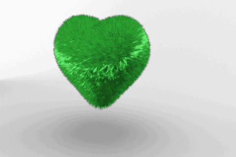 Green Hairy Heart Illustration on Transparent Background