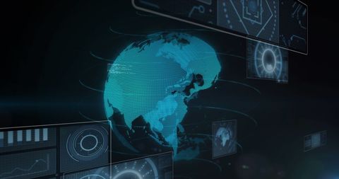 Digital Data Processing Interface with Global Connectivity - Download Free Stock Images Pikwizard.com