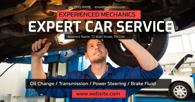 Experienced Mechanic Performing Professional Car Inspection in Auto Repair Shop - Download Free Stock Templates Pikwizard.com