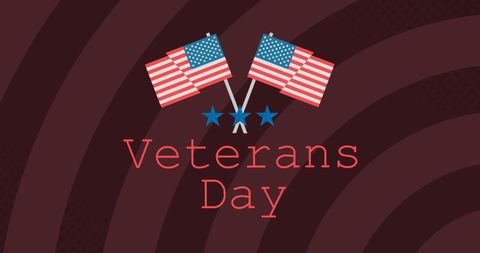 Veterans Day Celebration with American Flags on Brown Stripes