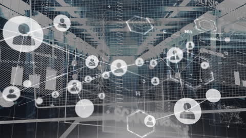 Digital Network Connecting over Server Room Conceptual Graphic